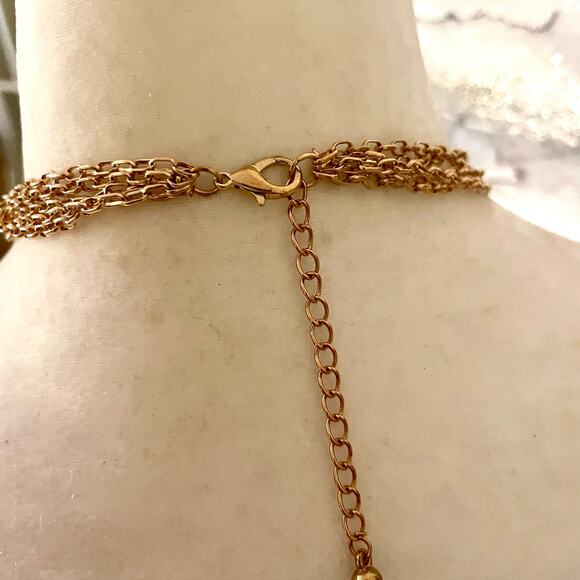 Multilayered Multistrand White and Gold Tone Tassel Pendant Necklace - Picture 3 of 3